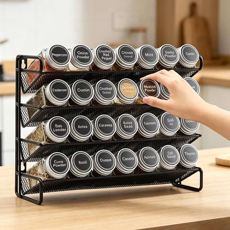 Home Cooking Recipes - 4 Tier Kitchen Spice Rack Cupboard